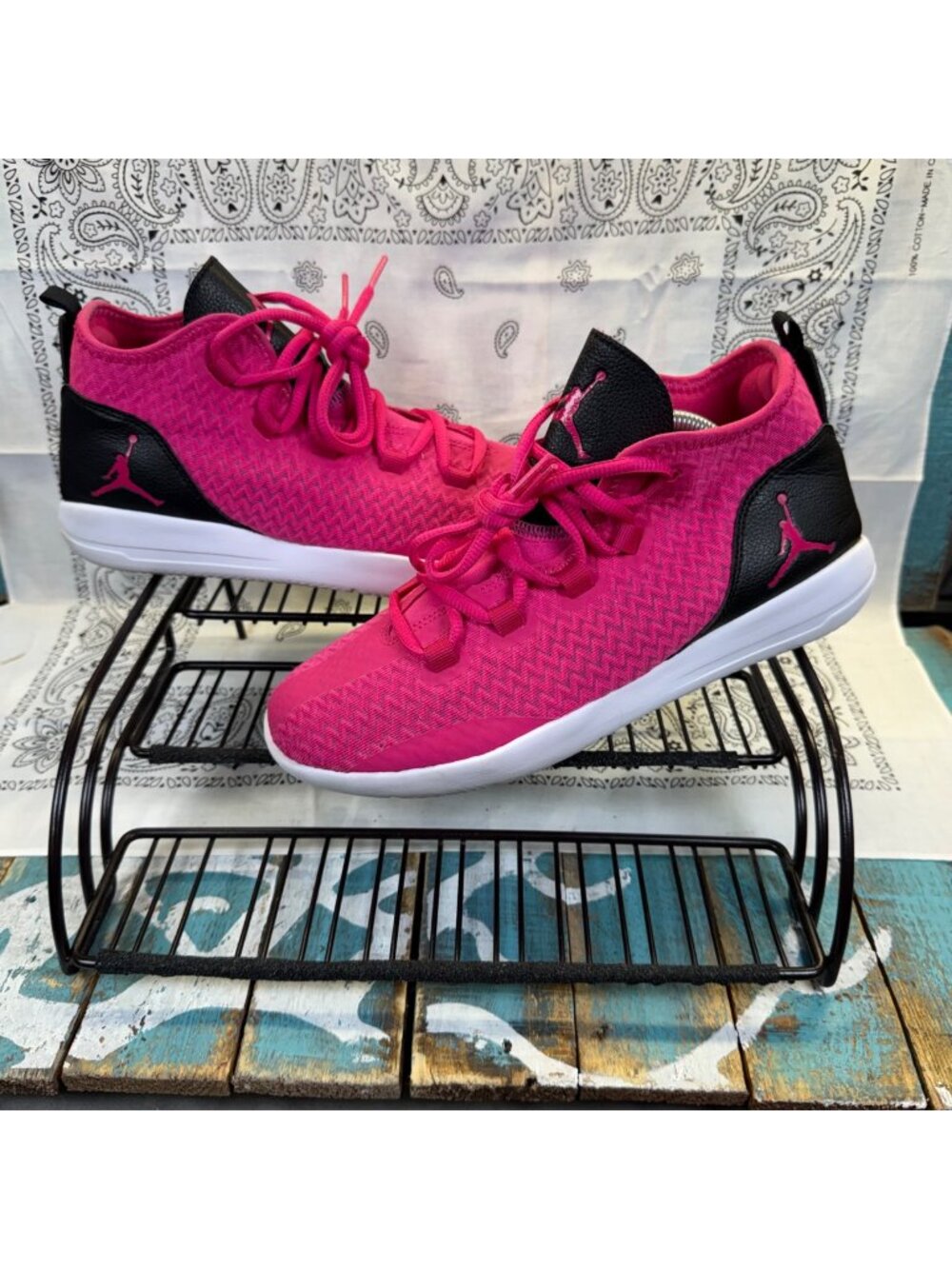 Jordan Reveal Vivid Pink/Black Mesh Sneakers Dopamine Barbie Youth7/Womans 8.5